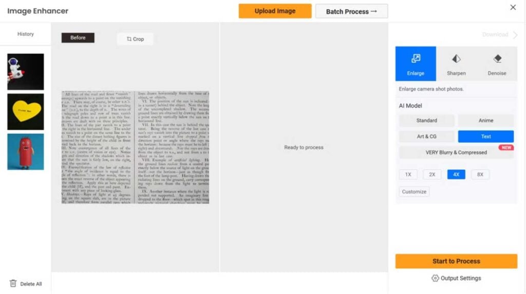 Realización de escaneos de documentos HD con AI Image Upscaler: elija opciones de escala