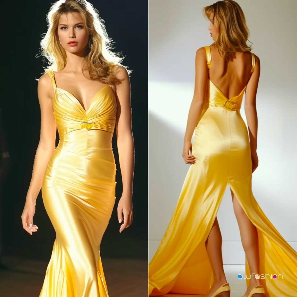 Vestido de noche largo amarillo en la película Cómo perder a un chico