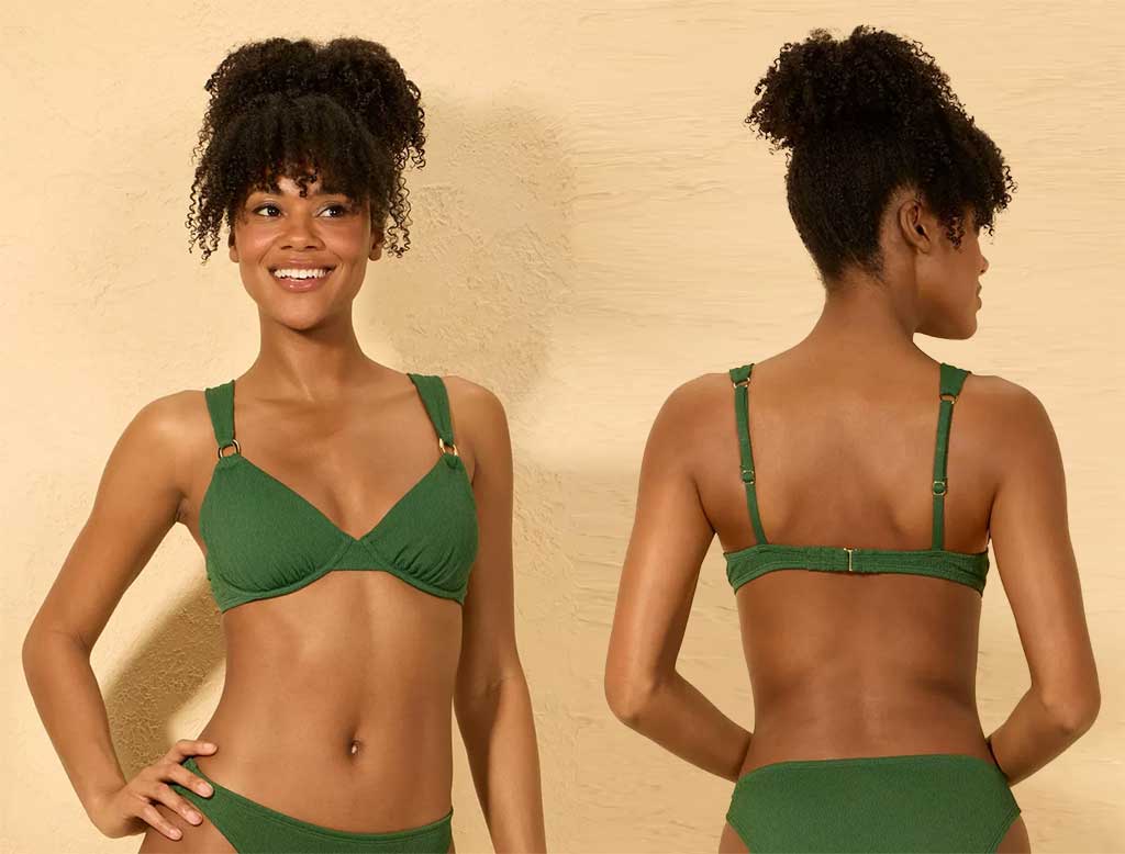 Top de bikini para el anillo del anillo de crepé femenino