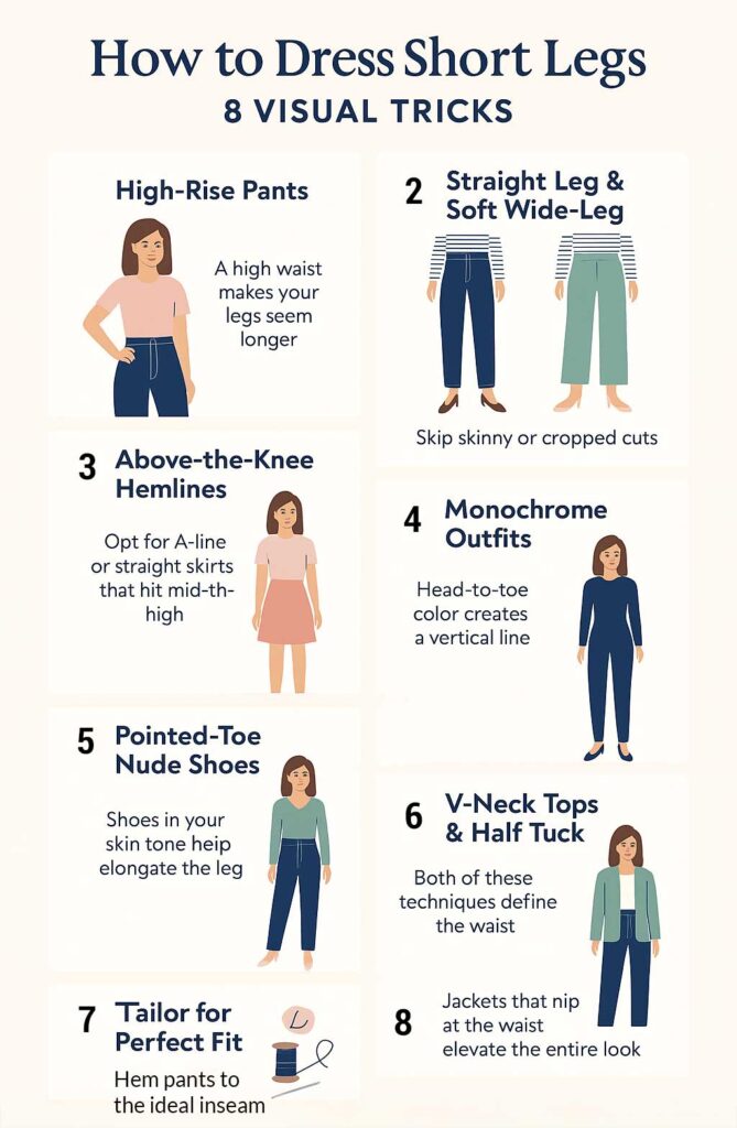 Cómo vestir las piernas cortas: piernas cortas y grasas que ponerse