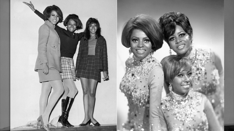 Dos imágenes de Diana Ross, Florence Ballard y Mary Wilson.