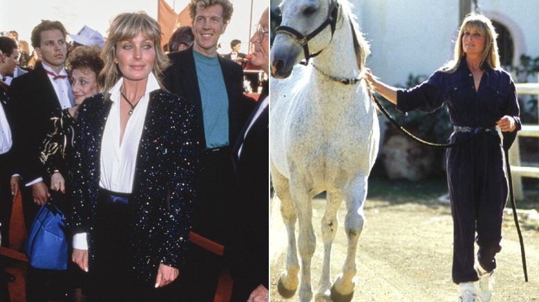 Bo Derek en los Premios de la Academia y con un caballo en su rancho