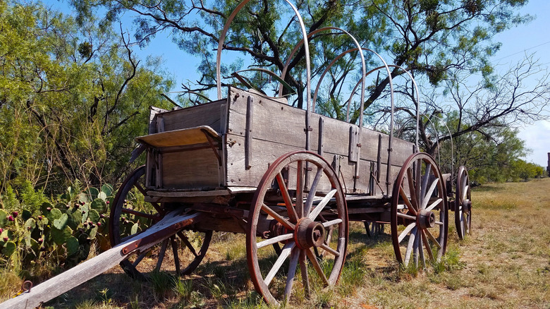 Un vagón abandonado en Fort Phantom Hill cerca de Abilene, Texas
