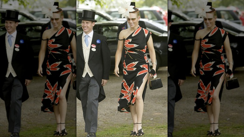 Zara Phillips y su novio Richard Johnson llegan al Royal Ascot el primer día el 17 de junio de 2003 en Ascot Berkshire
