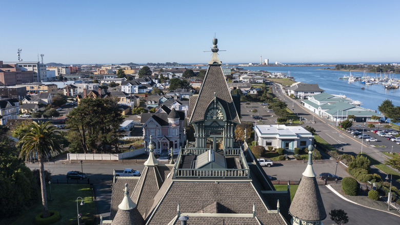 Una vista aérea del centro histórico de Eureka en el condado de Humboldt, California