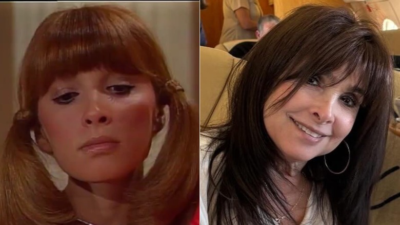 Judy Strangis como Dyna Girl en 1976 (izq.) y Judy Strangis en 2025 (der.)