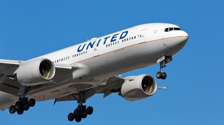 Avión de United Airlines en un cielo despejado