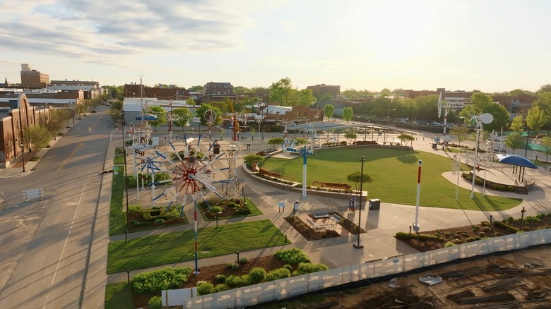Vista aérea de Vollis Simpson Whirligig Park, Wilson, Carolina del Norte