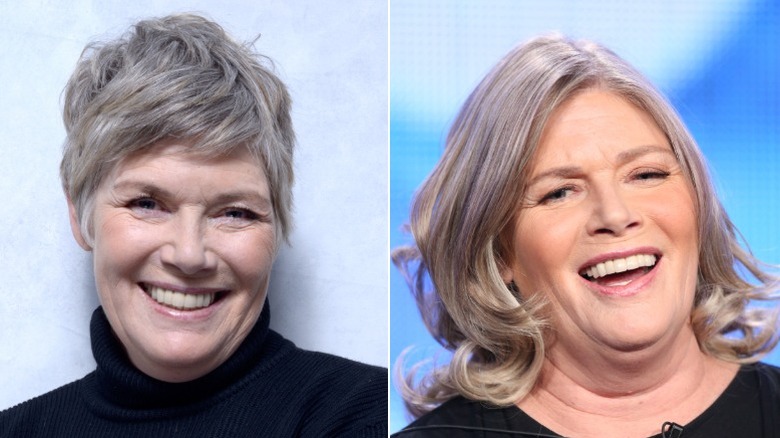 Kelly McGillis con un corte de duendecillo corto en 2013 a la izquierda, y con un bob corto en un evento en 2014 a la derecha.