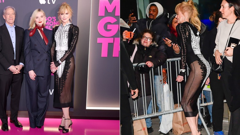 Nicole Kidman con un vestido transparente en blanco y negro