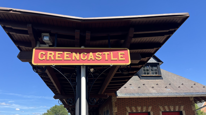 Señal de estación en la estación de tren Greencastle Highline en Pensilvania