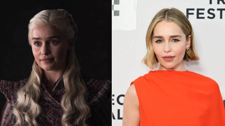 Izquierda: Emilia Clarke como Daenerys Targaryen en 
