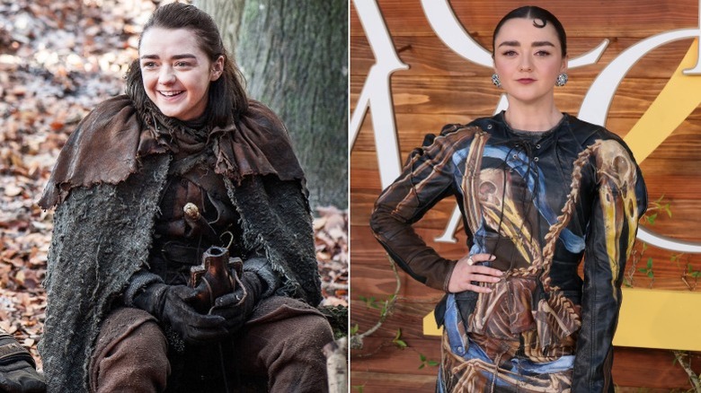 Izquierda: Maisie Williams como Arya Stark en 