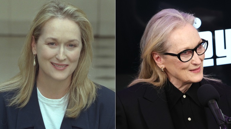 Helen Mirren con cabello rubio en 1999 y cabello rubio canoso en 2026