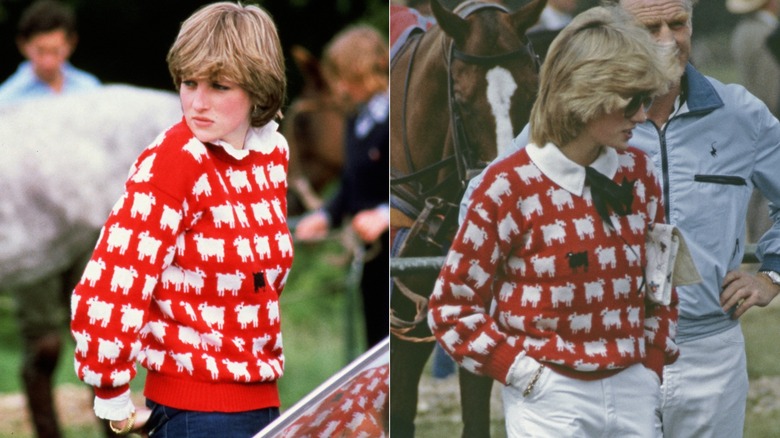 La princesa Diana con su icónico suéter de oveja