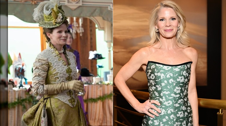 Kelli O'Hara como Aurora Fane en "La edad dorada" / Kelli O'Hara en el evento de prensa anual Meet the Nominees de la 79.a edición de los premios Tony en la ciudad de Nueva York en mayo de 2026