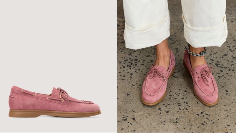 Dos ángulos de los náuticos planos Bared Footwear Tringa de ante rosa arcilla