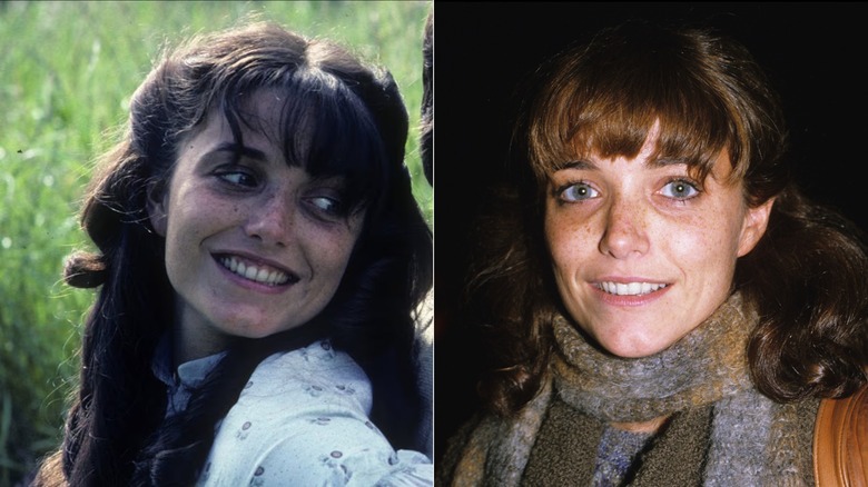 Karen Allen como Abra en 1981 Al Este del Edén (L) y Karen Allen fotografiada en la vida real (R)