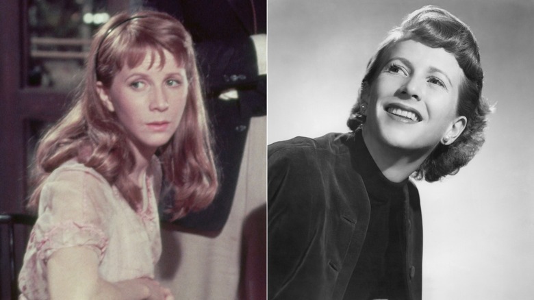 Julia Harris como Abra en la película de 1955 (izq.) y Julia Harris fotografiada en la vida real