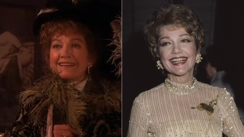 Anne Baxter como Faye en East of Eden (1981) y Anne Baxter en la vida real