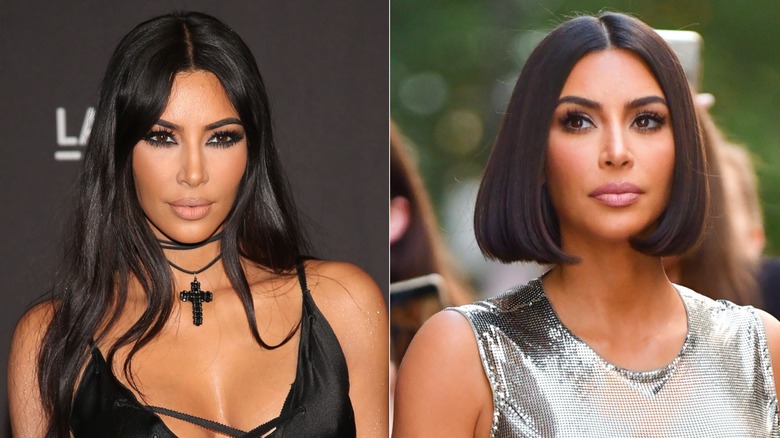 Kim Kardashian con pelo largo y un elegante bob