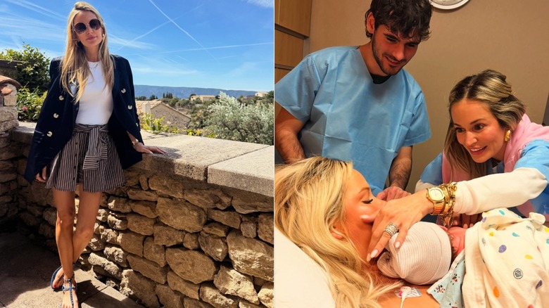 Emily Maynard sonríe en un balcón y alcanza a su hija y su nieto