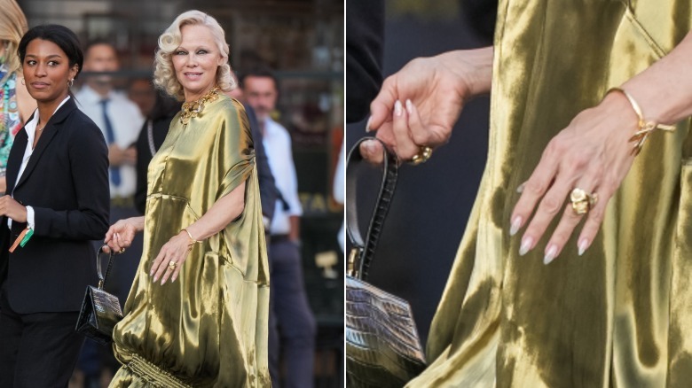 La manicura francesa lechosa de Pamela Anderson en la Semana de la Moda de Milán