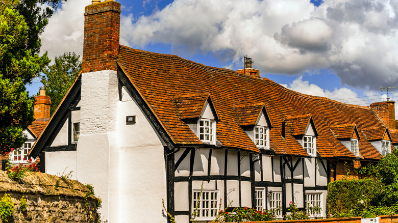 Casas antiguas en la aldea de Bidford-on-Avon, Warwickshire, Inglaterra