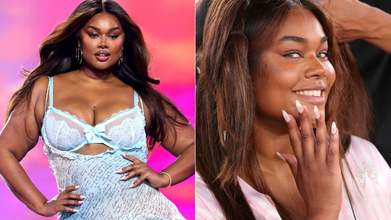Lado a lado: Precious Lee en el desfile de modas de Victoria's Secret 2026 y antes del evento